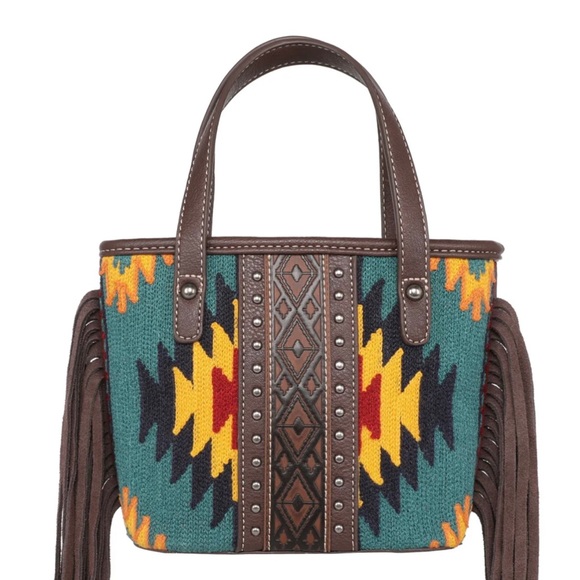 OUT OF STOCK Montana West Aztec Tapestry Small Tote/Crossbody Bag - Picture 3 of 9